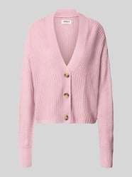boxy fit gebreid jack met v-hals model 'CAROL' van ONLY Fuchsia - 30
