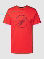 T-shirt z okrągłym dekoltem od A Fish Named Fred Czerwony - 9