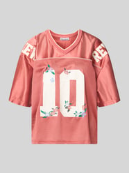 Tricot met labelprints en V-hals van REVIEW - 11