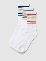 Sokken met contraststrepen in een set van 3 paar, model 'NUSPORTY SOCKS' van Nümph Wit - 28
