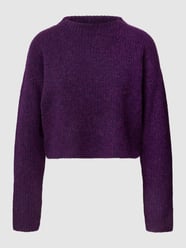 Korte gebreide pullover met opstaande kraag van Emily Van den Bergh Paars - 32