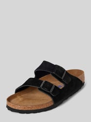 Slides aus Leder mit Dornschließe Modell 'Arizona' von Birkenstock Schwarz - 9