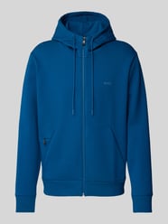 Sweatjacke mit Label-Print Modell 'Saggy' von BOSS Green Blau - 41