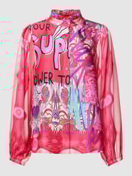 Bluse aus Viskose mit Allover-Muster Modell 'POWER TIGER' von miss goodlife Rosa - 18