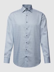 Modern fit zakelijk overhemd met all-over motief van Eterna Groen - 22