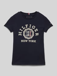 Regular Fit T-Shirt mit Label-Stitching von Tommy Hilfiger Teens Blau - 1