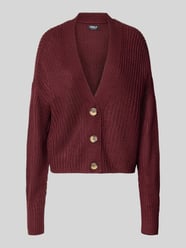 boxy fit gebreid jack met v-hals model 'CAROL' van ONLY Bordeaux - 33