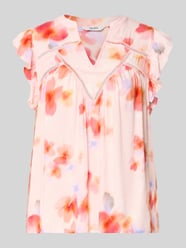 Blousetop van viscose met V-hals model 'Mirava' van mbyM Fuchsia - 4