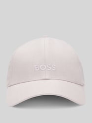 Czapka z daszkiem z czystego lnu z wyhaftowanym logo od BOSS Fuksjowy - 12