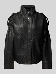 Lederjacke aus echtem Leder mit Schulterriegeln von Jake*s Casual Schwarz - 32