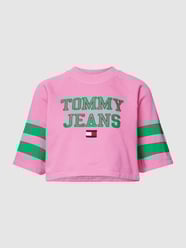 Kort T-shirt met labelstitching van Tommy Jeans Roze - 41