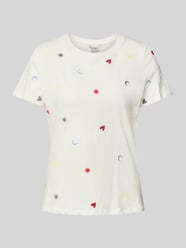 T-shirt z prążkowanym, okrągłym dekoltem model ‘OLYA’ od ICHI - 19