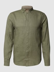 Linnen overhemd met button-downkraag, model 'Theo' van MOS MOSH Groen - 13