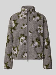 Regular Fit Teddyjacke mit Allover-Muster Modell 'AUTUMN' von PIECES Beige - 42
