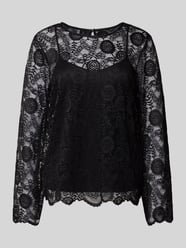 Bluzka z długim rękawem o kroju regular fit z koronki model ‘OLLINE’ od PIECES - 39