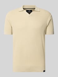 Slim Fit Strick-Poloshirt mit V-Ausschnitt von LERROS Beige - 19