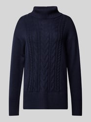 Rollkragenpullover mit Zopfmuster von Tom Tailor Blau - 16