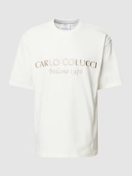 T-shirt z wyhaftowanym logo od CARLO COLUCCI Biały - 20