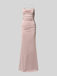 sukienka wieczorowa o kroju slim fit z satyny od Laona Fuksjowy - 14