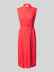 Hemdblusenkleid aus Leinen-Viskose-Mix mit Bindegürtel von ICHI - 1
