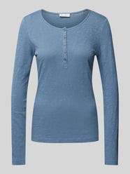 Regular Fit Langarmshirt mit kurzer Knopfleiste von Marc O'Polo Blau - 2