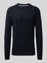 Regular Fit Strickpullover mit Zopfmuster aus Baumwolle von s.Oliver RED LABEL Blau - 32