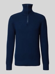 Strickpullover mit gerippten Abschlüssen Modell 'LAND' von SELECTED HOMME Blau - 34