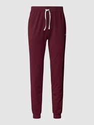 Spodnie dresowe z wyhaftowanym logo model ‘Mix & Match’ od BOSS Bordowy - 42