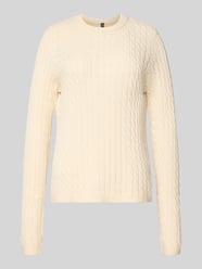 Regular Fit Strickpullover aus Viskose-Mix Modell 'FIA' von Pieces Beige - 24