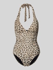 Neckholder-Badeanzug im Allover-Look von Jake*s Casual Beige - 44