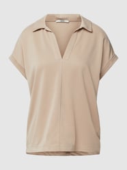 T-shirt z wykładanym kołnierzem od Esprit Beżowy - 45