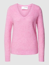 Gebreide pullover met V-hals, model 'UMBRA' van Selected Femme Roze - 11
