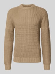 Gebreide pullover met ribboorden, model 'LINK' van Jack & Jones Beige - 36
