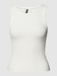 Tanktop in riblook, model 'LESLIE' van Pieces Wit - 22