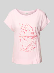 Relaxed fit T-shirt van een mix van katoen en viscose met artworkprint van s.Oliver RED LABEL Fuchsia - 8