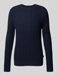 Regular Fit Strickpullover aus Woll-Mix mit Zopfmuster von s.Oliver BLACK LABEL Blau - 41