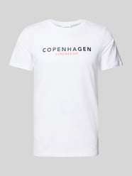 T-Shirt mit Label-Print Modell 'Copenhagen' von Lindbergh Weiß - 39