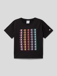 T-Shirt aus reiner Baumwolle mit Label-Print von CHAMPION Schwarz - 28