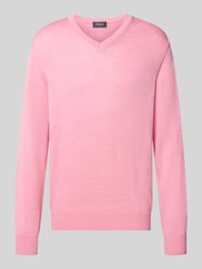 Sweter z dzianiny z czystej wełny dziewiczej, krój regular fit od MAERZ Muenchen Fuksjowy - 44