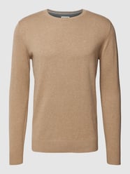 Strickpullover mit Logo-Stitching von Tom Tailor Beige - 34