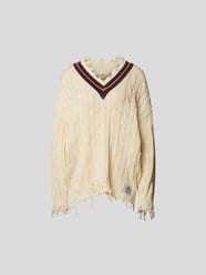Pullover mit Zopfmuster von Denimist Weiß - 2