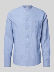 Freizeithemd in unifarbenem Design mit Label-Stitching von Tommy Jeans Blau - 43