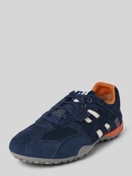 Ledersneaker mit Kontrastbesatz Modell 'SNAKE' von Geox Blau - 48