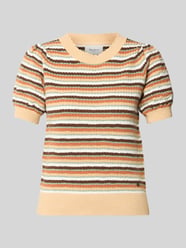 regular fit gebreid shirt met korte mouw model 'KAMIA LUREX' van Pepe Jeans Beige - 29