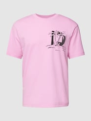 T-shirt o kroju relaxed fit z nadrukiem z motywem od Tom Tailor Denim Różowy - 44