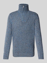 Strickpullover mit Troyer-Kragen von RAGMAN Blau - 43