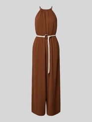 Jumpsuit van viscosemix met riem van Apricot - 5