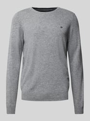 Gebreide pullover met labelstitching van Fynch-Hatton Grijs / zwart - 37