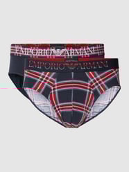Slip mit Tartan-Karo im 2er-Pack von Emporio Armani Blau - 44