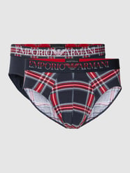 Slip mit Tartan-Karo im 2er-Pack von Emporio Armani Blau - 39